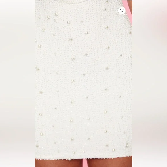 Oh Polly Versailles Deep Plunge Embellished Mini Dress in White - Picture 6 of 10